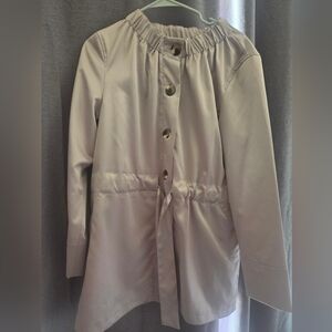 Liz Claiborne Silver Gray Coat with Modern Tie Front